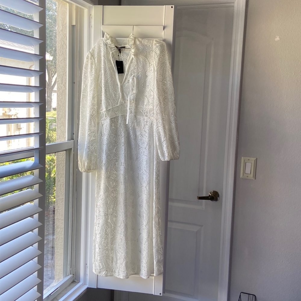 Maje white Rilie lace Long sleeve dress